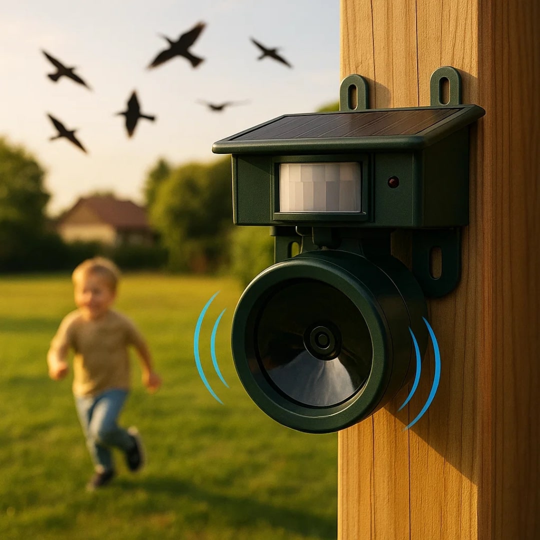Bird Deterrent Device | Solar-Powered Sensor | Natural Bird of Prey Calls | Birdfend