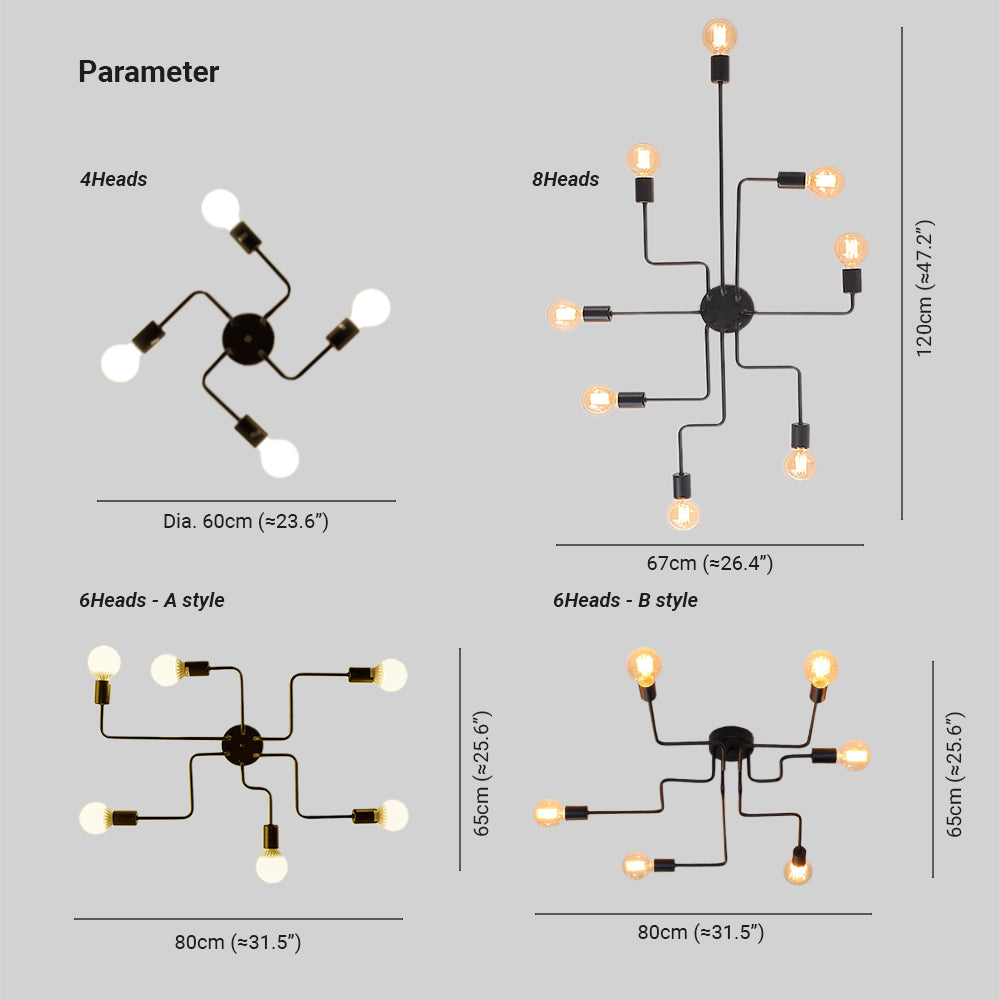 Silva Vintage LED-Deckenlampe im Industrial-Stil für das Wohnzimmer, Metall, 5 Farben