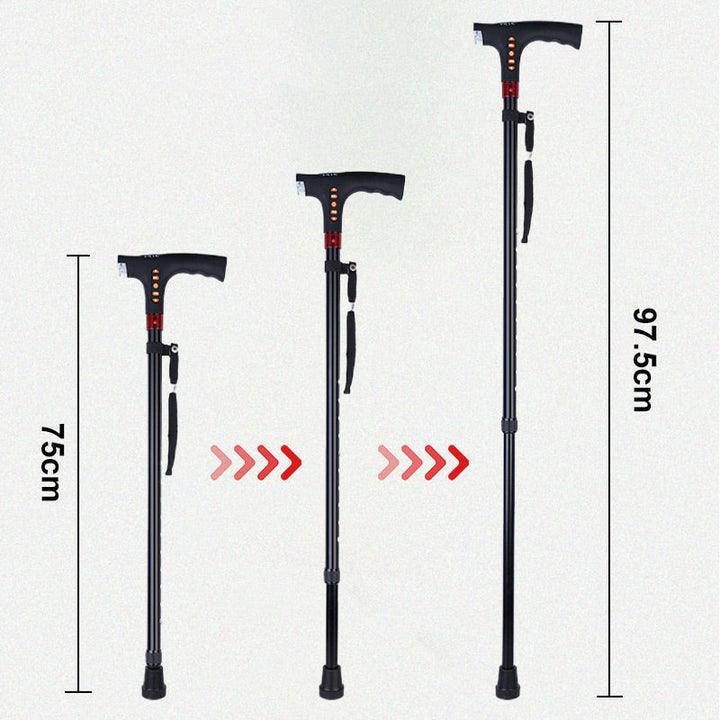 Smart Walking Stick | Radio Emergency Alarm with LED Light | Adjustable