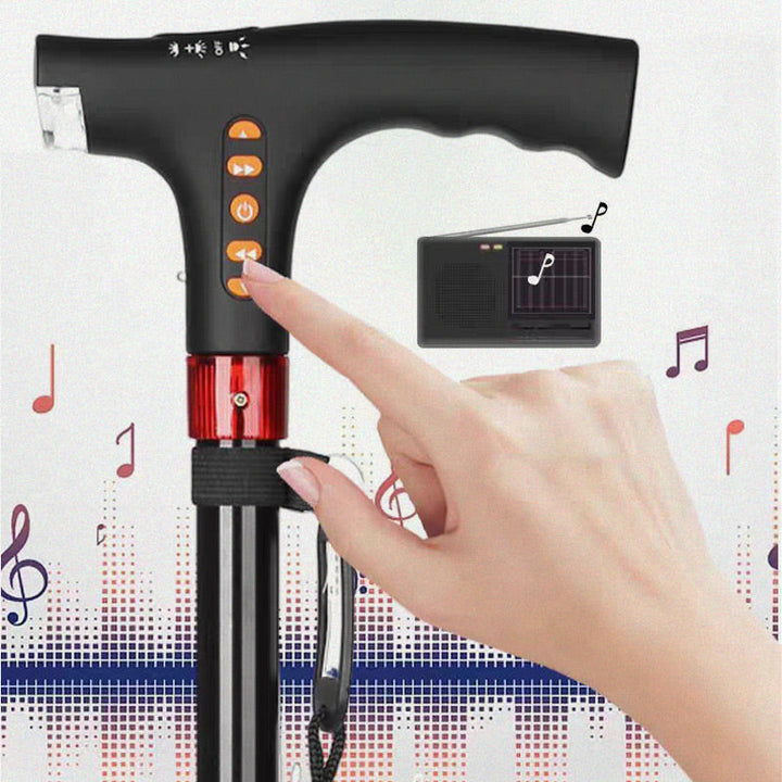 Smart Walking Stick | Radio Emergency Alarm with LED Light | Adjustable