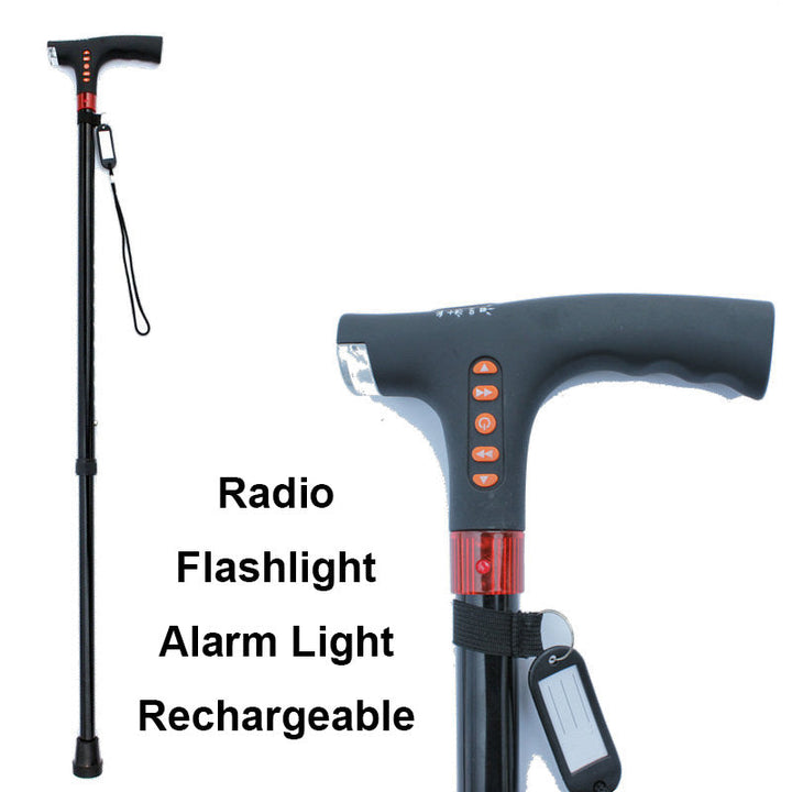 Smart Walking Stick | Radio Emergency Alarm with LED Light | Adjustable