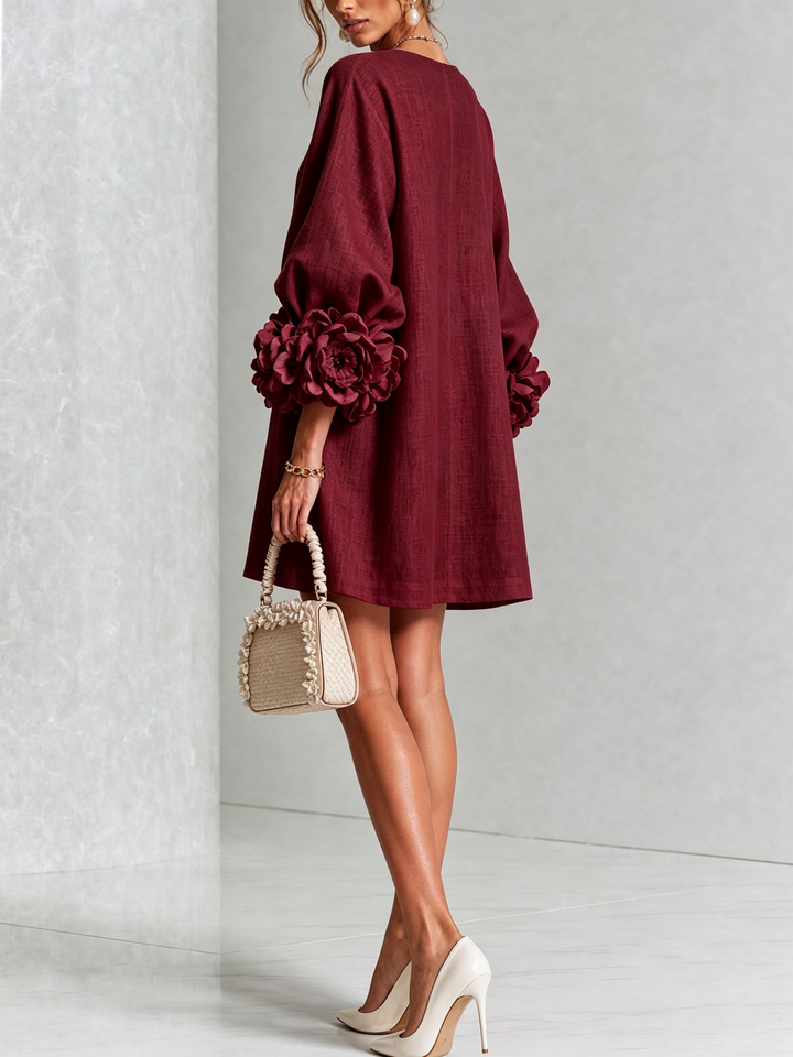 Boryana Colourful Mini Dress with Eye-Catching Ruffled Cuffs