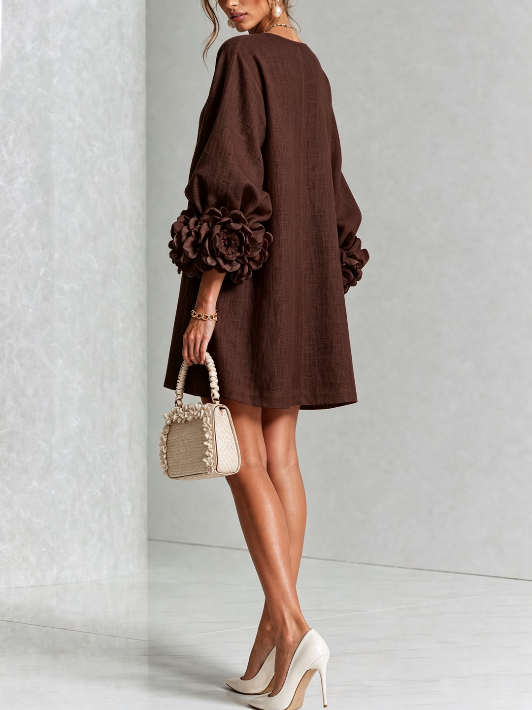Boryana Colourful Mini Dress with Eye-Catching Ruffled Cuffs