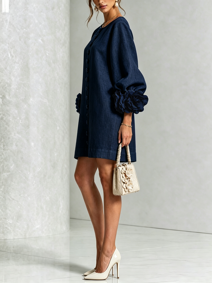 Boryana Colourful Mini Dress with Eye-Catching Ruffled Cuffs