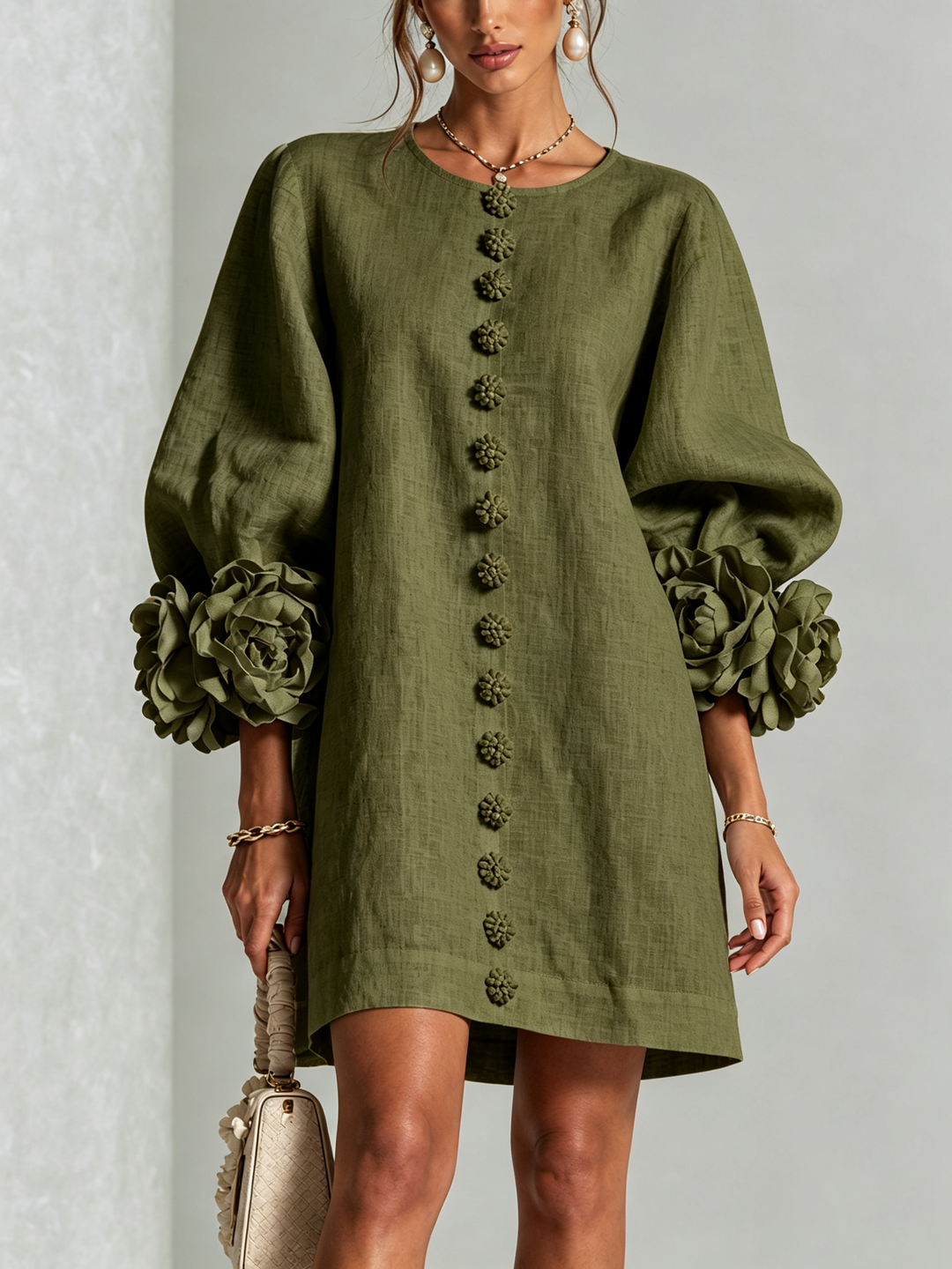 Boryana Colourful Mini Dress with Eye-Catching Ruffled Cuffs