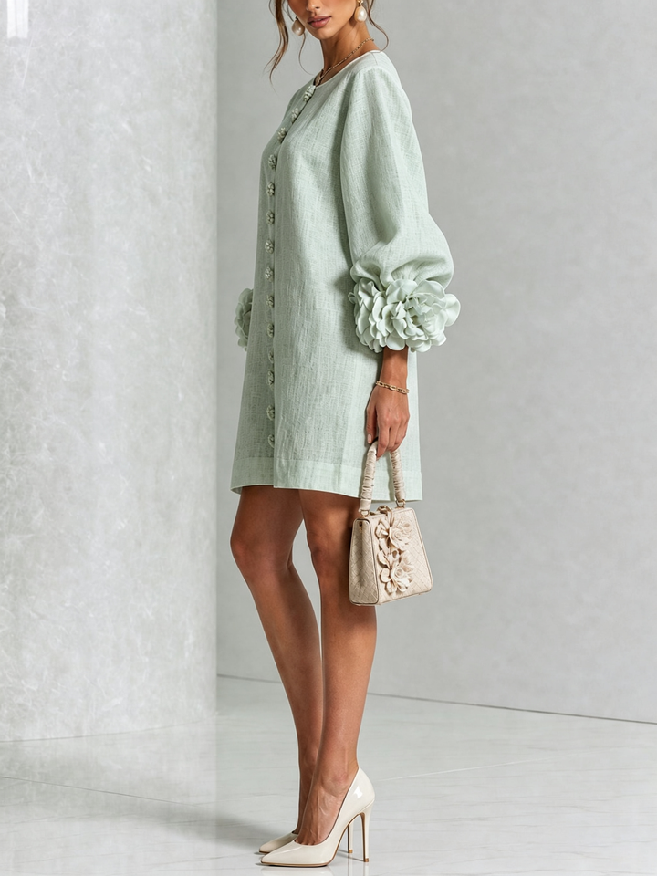 Boryana Colourful Mini Dress with Eye-Catching Ruffled Cuffs