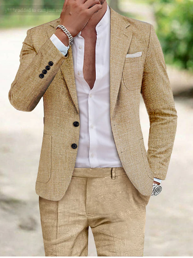 Elegant Imitation Linen Plaid Suit for Men – Timeless Style and Comfort for Every Occasion