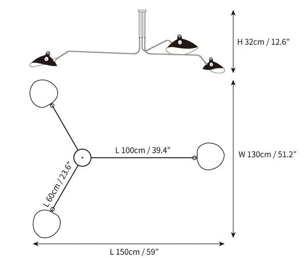 Black Ceiling Lamp with Swivel Arms – Modern Design