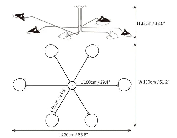 Black Ceiling Lamp with Swivel Arms – Modern Design