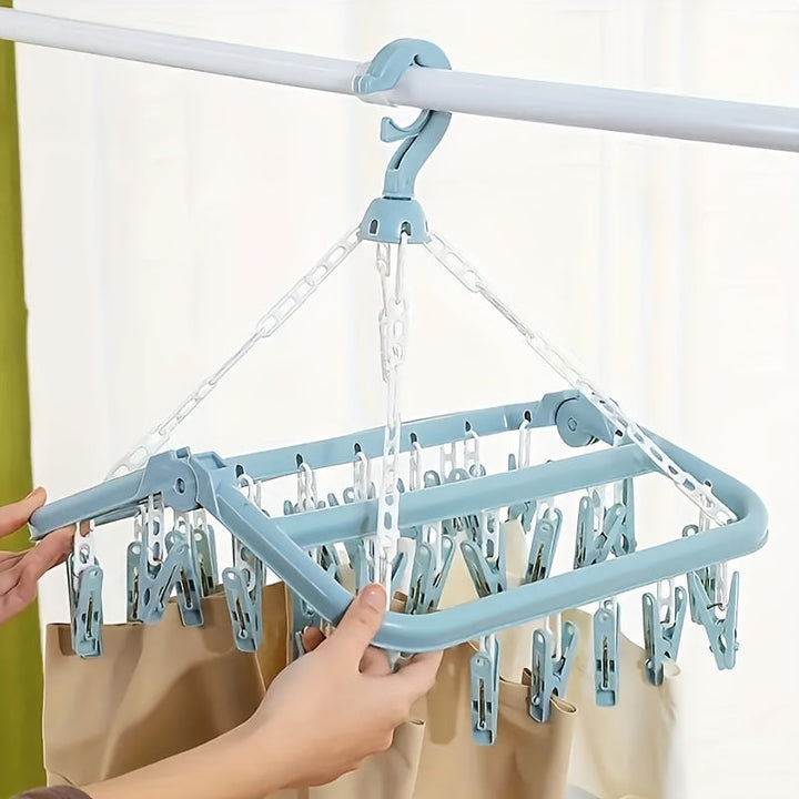 Foldable Clothes Airer with Clips – Space-Saving and Practical for Small Laundry Loads