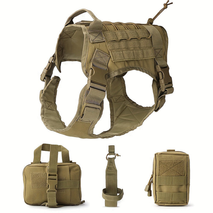 Tactical Dog Harness with Pockets – Durable Nylon Harness for Training and Adventures