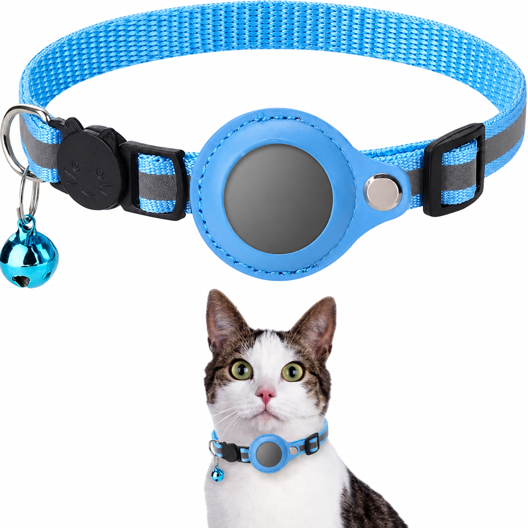 Adjustable Cat Collar with GPS and Reflective Strip