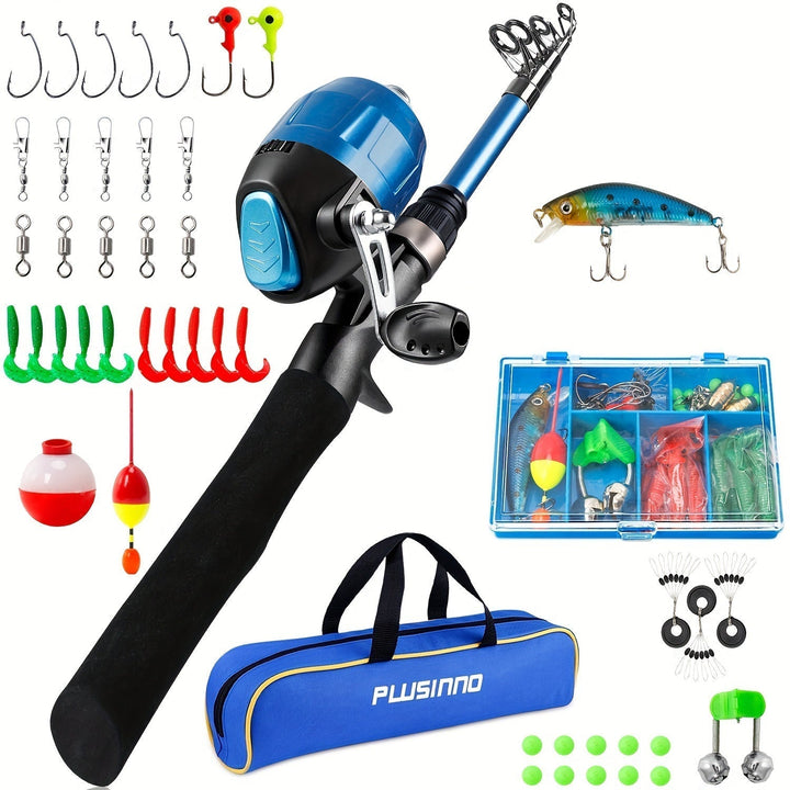 Complete Telescopic Fishing Rod and Reel Set with Carry Bag and Tackle Box