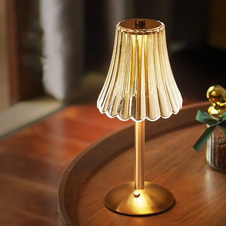 Elegant LED Table Lamp with Crystal Shade and Gold Finish – Touch Switch