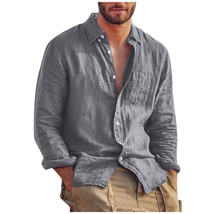 Men's Linen Shirt with Stand-Up Collar – Jam