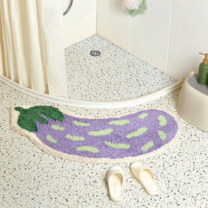 Rutschfeste Badematte mit Bananen- oder Auberginen-Design - ZestPad