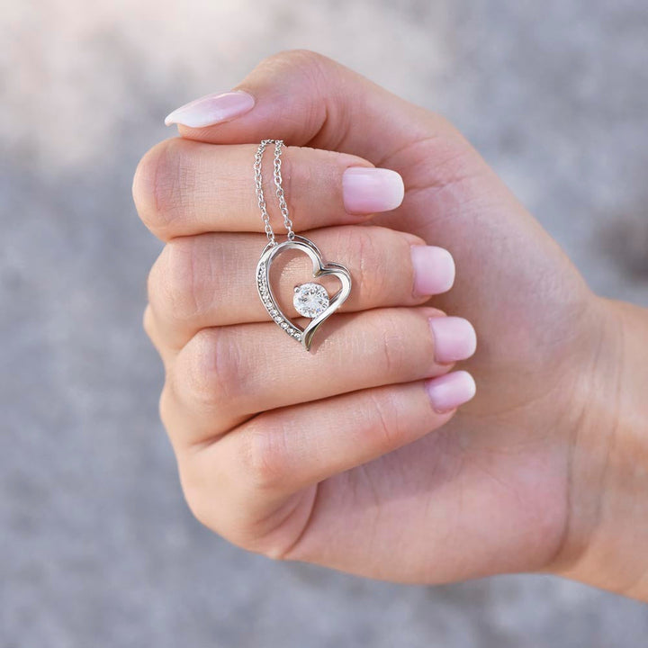 Pendant Necklace with Heart-Shaped Cubic Zirconia Stone - Ella