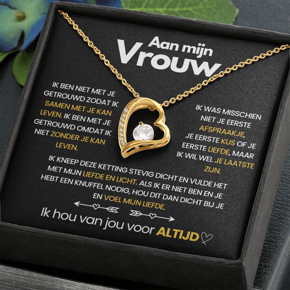 Pendant Necklace with Heart-Shaped Cubic Zirconia Stone - Ella
