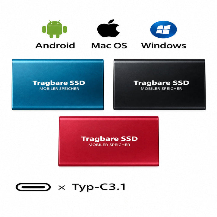 Portable High-Speed SSD, USB-C 1050 MB/s (2 TB)