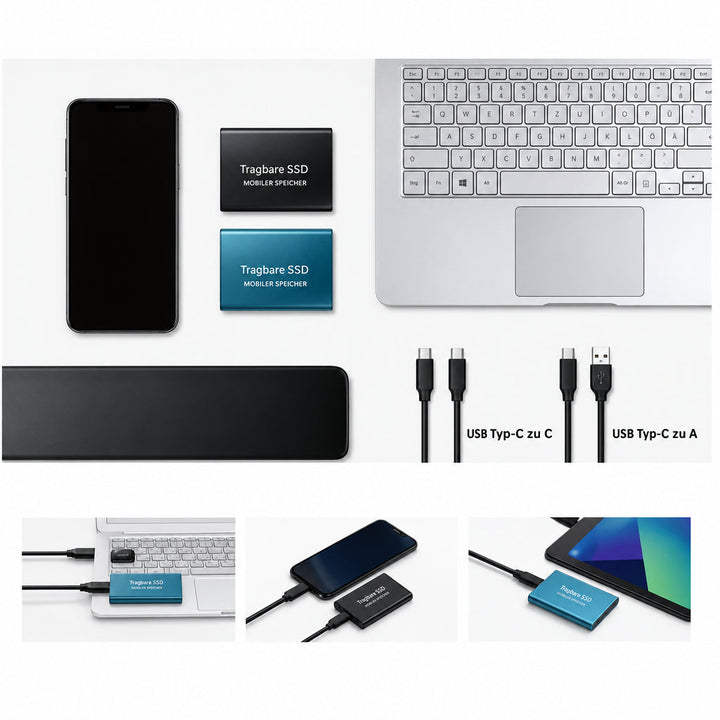 Portable High-Speed SSD, USB-C 1050 MB/s (2 TB)