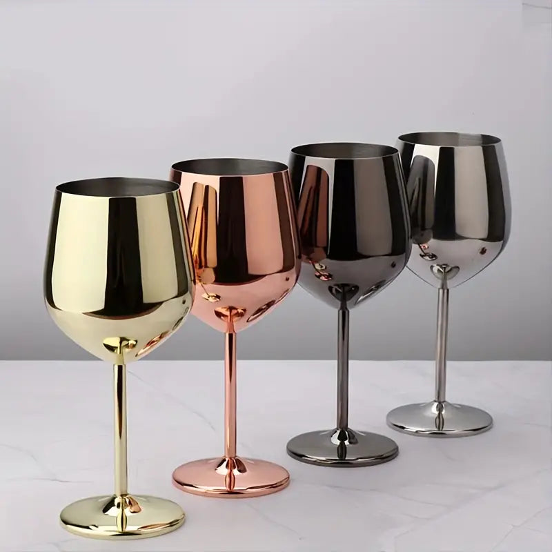 Stainless Steel Wine Glass with Mirror Finish for Everyday Use