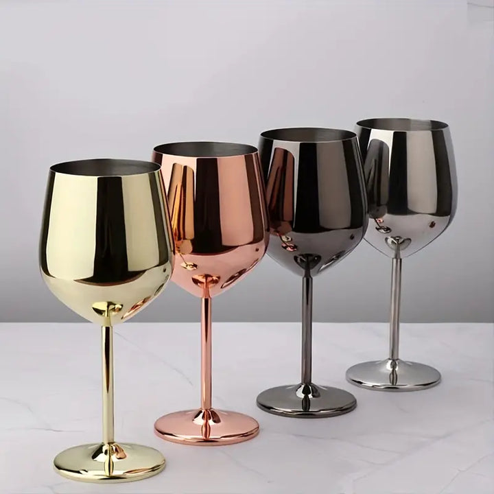 Stainless Steel Wine Glass with Mirror Finish for Everyday Use