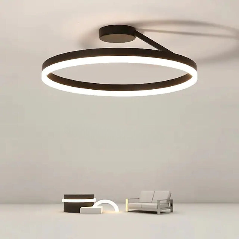 Arisha Moderne LED-Ringdeckenleuchte Schwarz/Weiß Wohnzimmer Flur Metall
