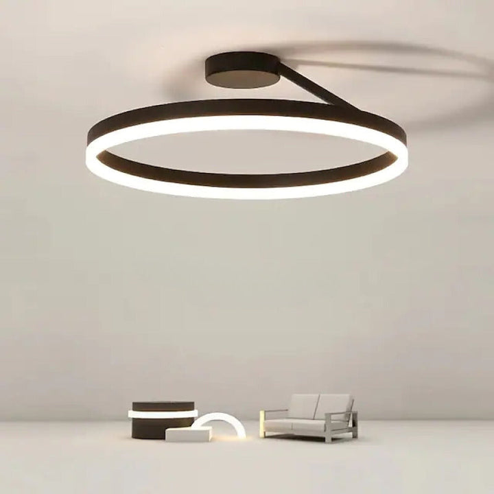 Arisha Moderne LED-Ringdeckenleuchte Schwarz/Weiß Wohnzimmer Flur Metall