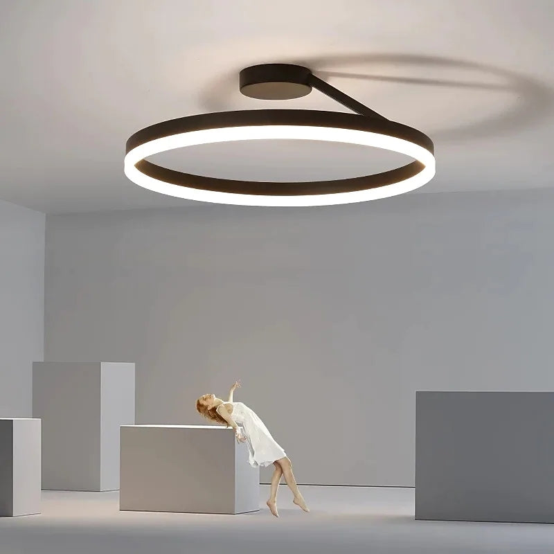 Arisha Modern LED Ring Ceiling Lamp Black/White Living Room Hallway Metal