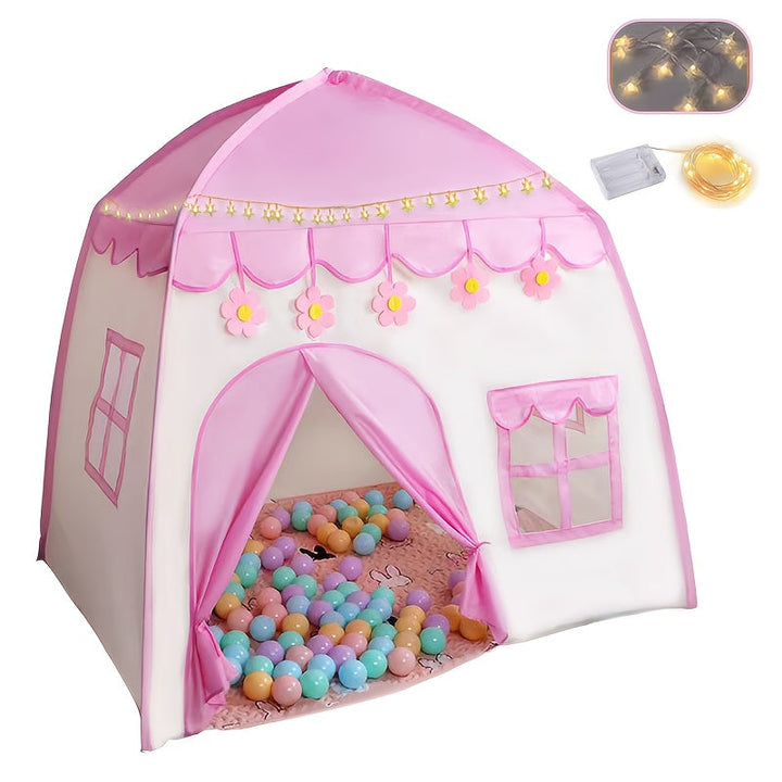 Princess Flower Tent for Kids – With Star Lighting and Toy Accessories