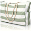 Large-Capacity Striped Beach Bag – Durable Polyester with Zip