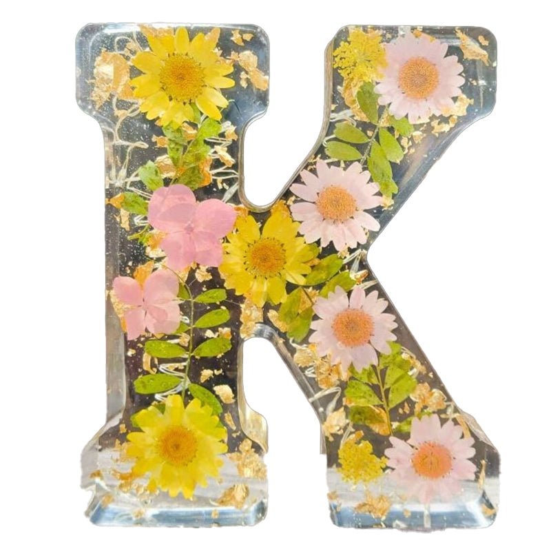 LumiFlair Floral Initial Night Light | Personalised Resin Light with Soft LED Light