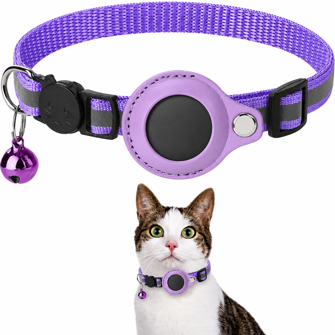 Adjustable Cat Collar with GPS and Reflective Strip