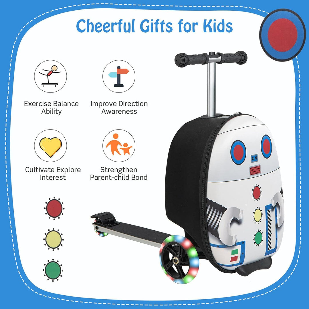 2-in-1 Kids' Scooter Suitcase with LED Wheels
