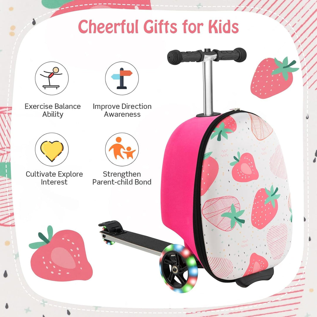 2-in-1 Kids' Scooter Suitcase with LED Wheels