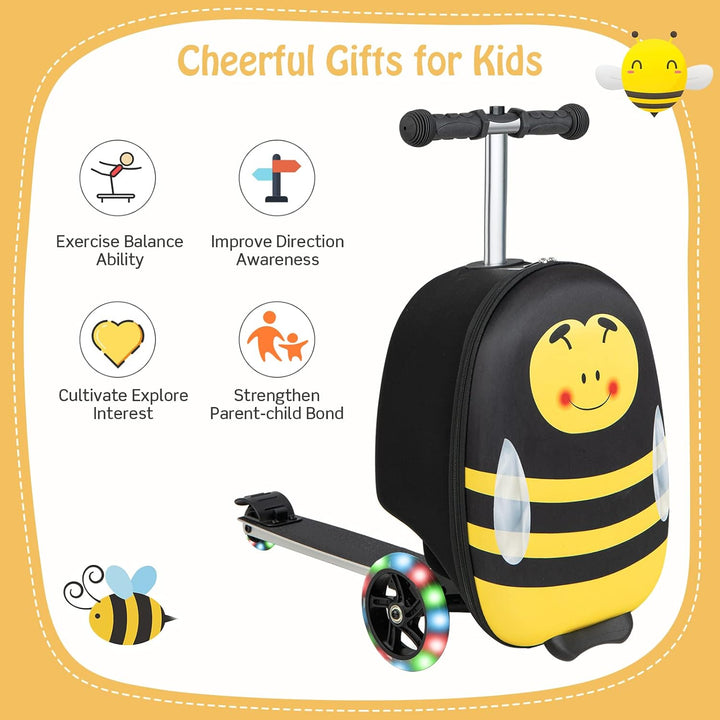 2-in-1 Kids' Scooter Suitcase with LED Wheels