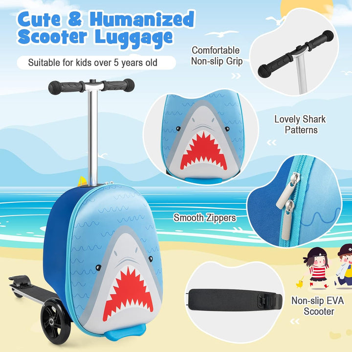 2-in-1 Kids' Scooter Suitcase with LED Wheels