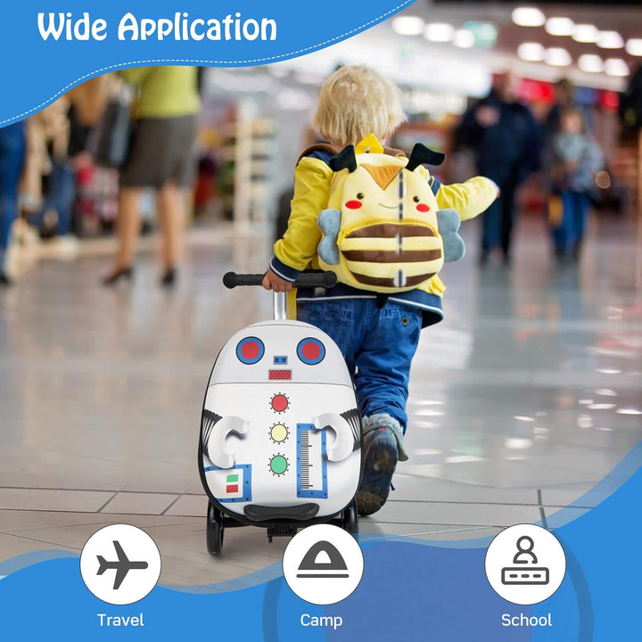 2-in-1 Kids' Scooter Suitcase with LED Wheels
