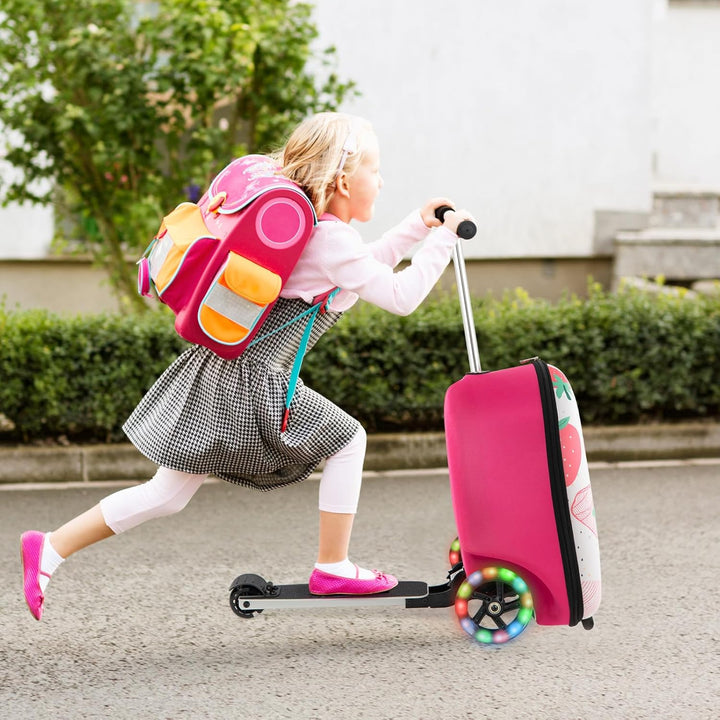 2-in-1 Kids' Scooter Suitcase with LED Wheels
