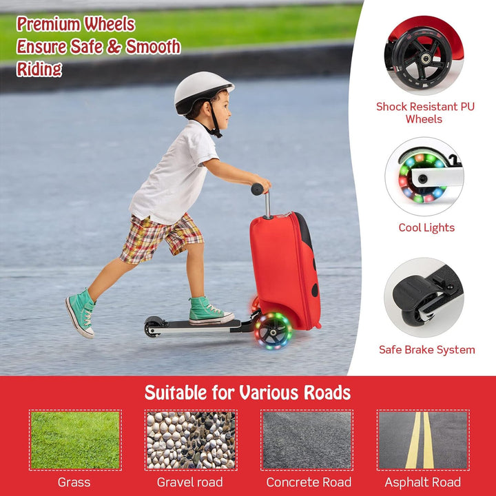 2-in-1 Kids' Scooter Suitcase with LED Wheels