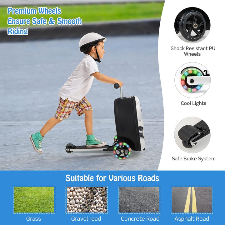 2-in-1 Kids' Scooter Suitcase with LED Wheels