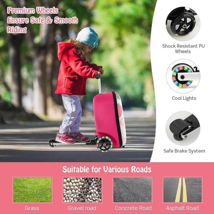2-in-1 Kids' Scooter Suitcase with LED Wheels