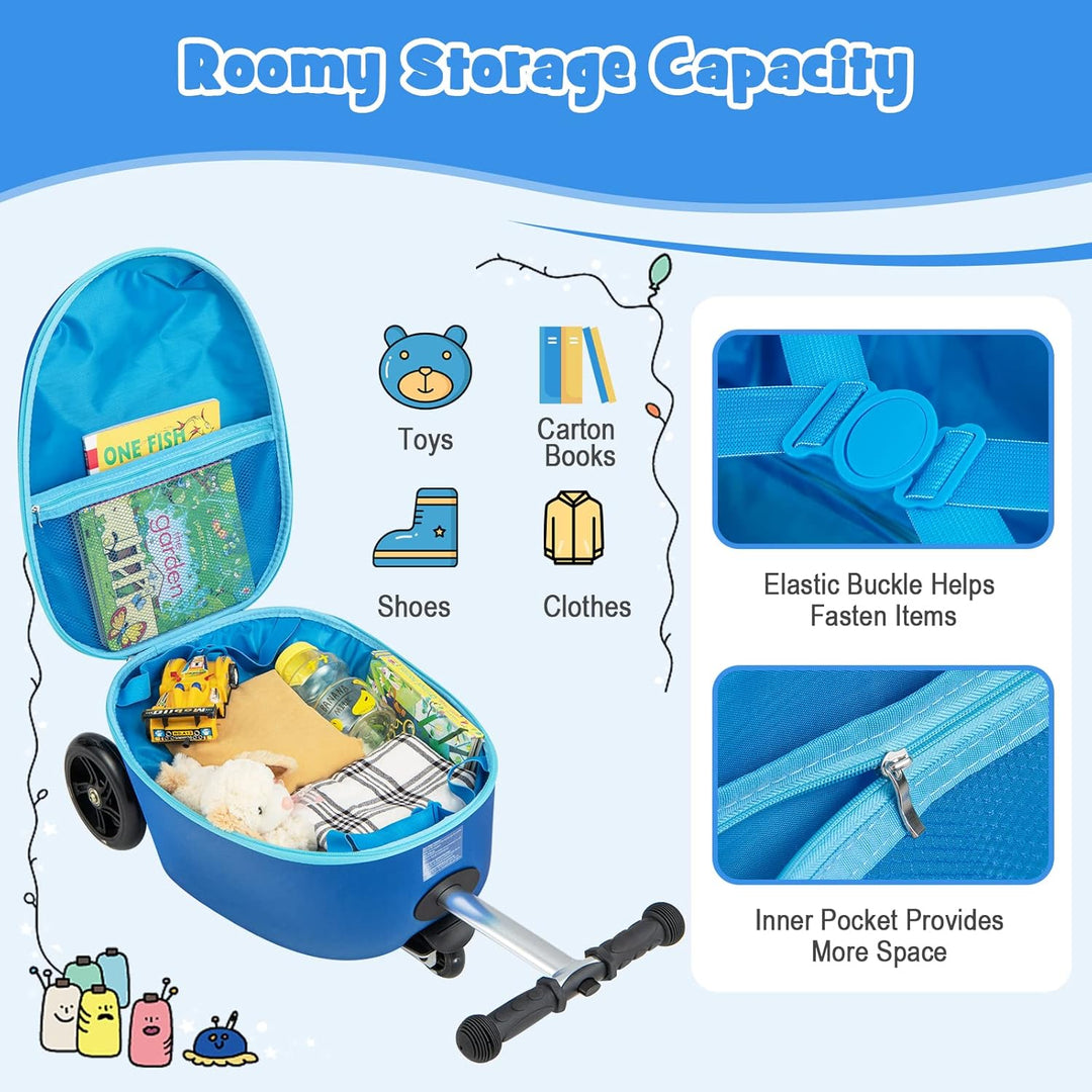 2-in-1 Kids' Scooter Suitcase with LED Wheels