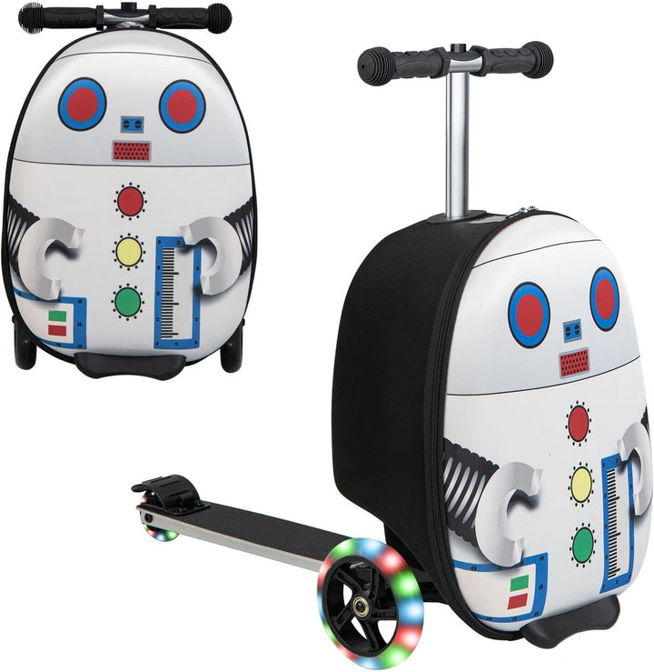2-in-1 Kids' Scooter Suitcase with LED Wheels
