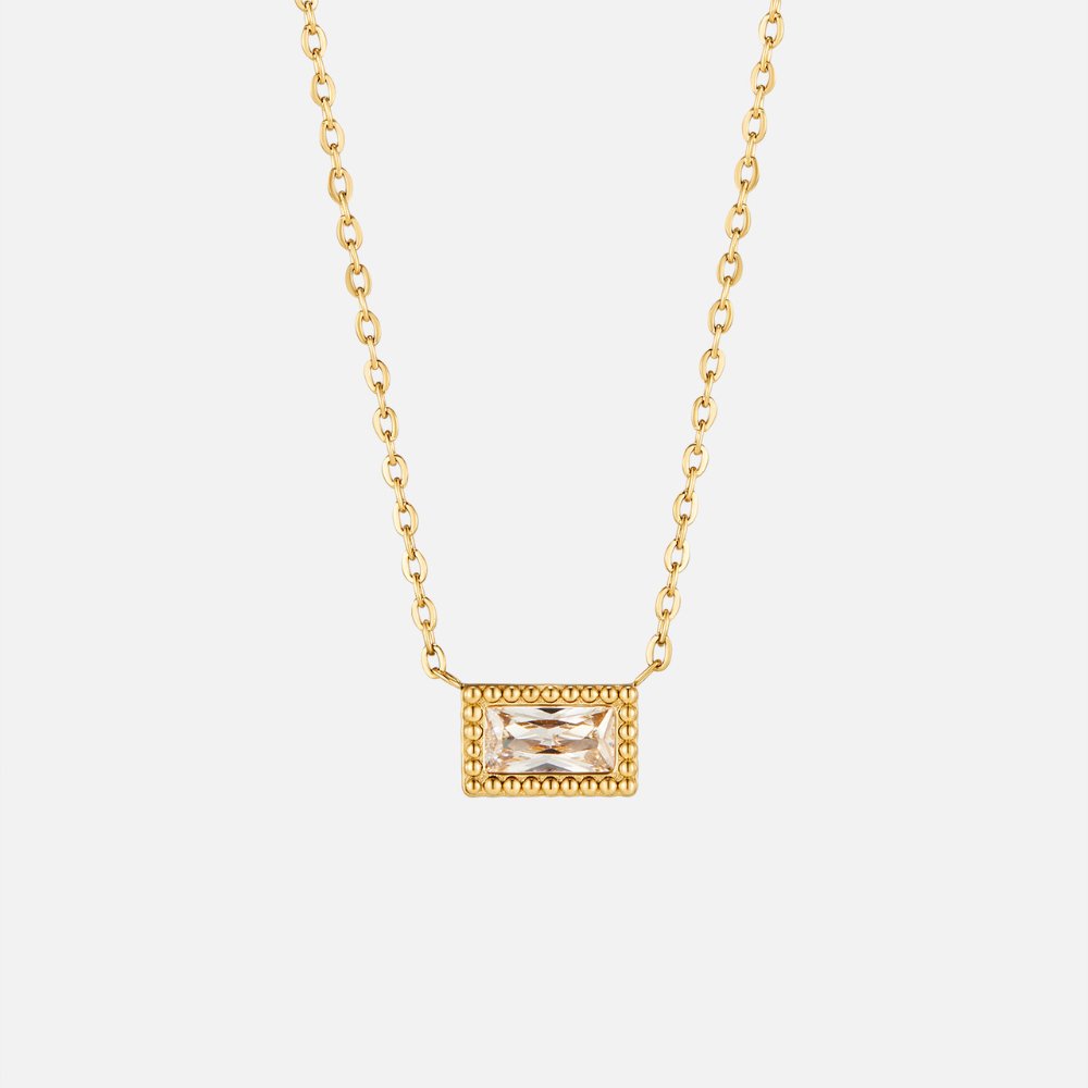 Baguette Birthstone Necklace.
