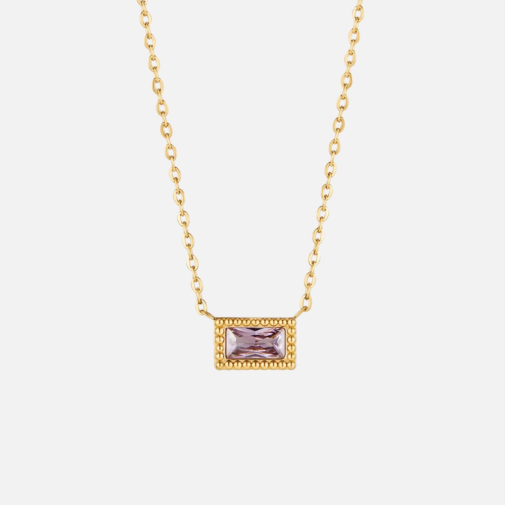 Baguette Birthstone Necklace.