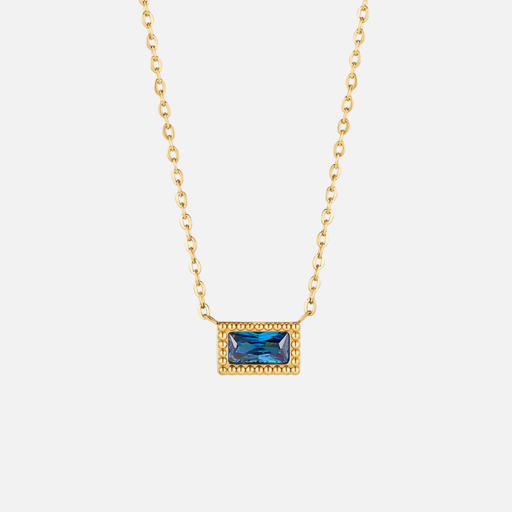 Baguette Birthstone Necklace.