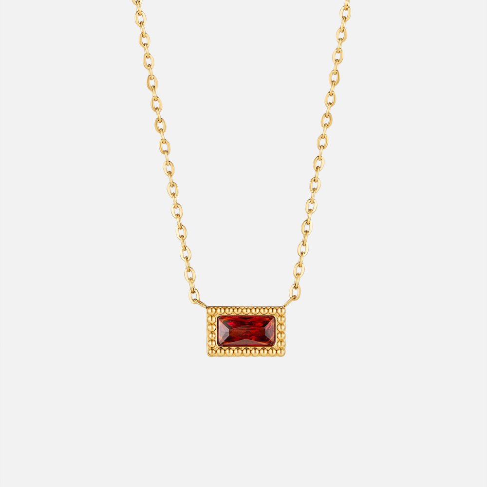 Baguette Birthstone Necklace.