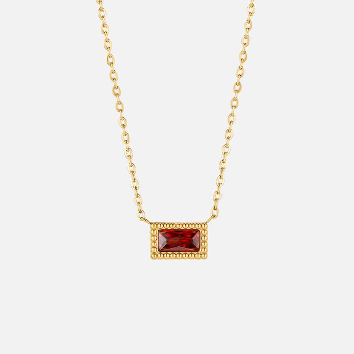 Baguette Birthstone Necklace.