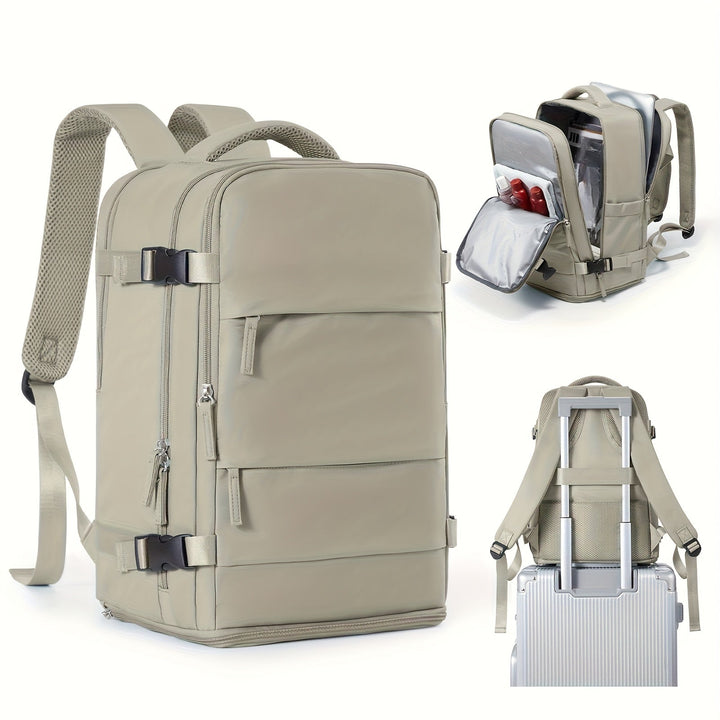 Multifunctional Travel and Day Backpack with Shoe Compartment and Waterproof Sections